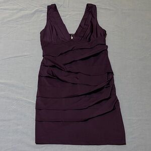 Sleeveless V-Neck Purple Layered Dress